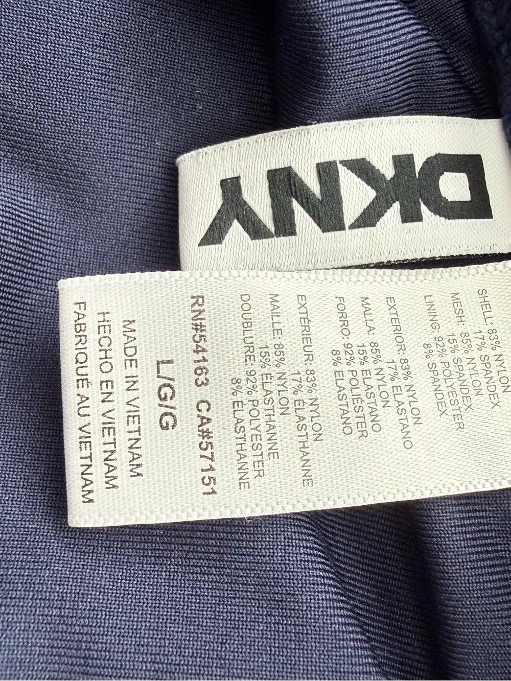 DKNY Navy Strapless Swimsuit with Center Metal Detail Notch - Picture 3 of 3